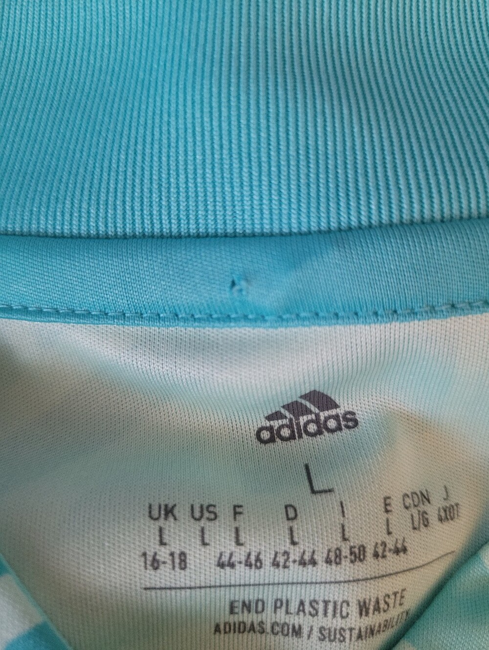 adidas Teal and White Geometric Long Sleeve Goalkeeper Jersey - Picture 6 of 6